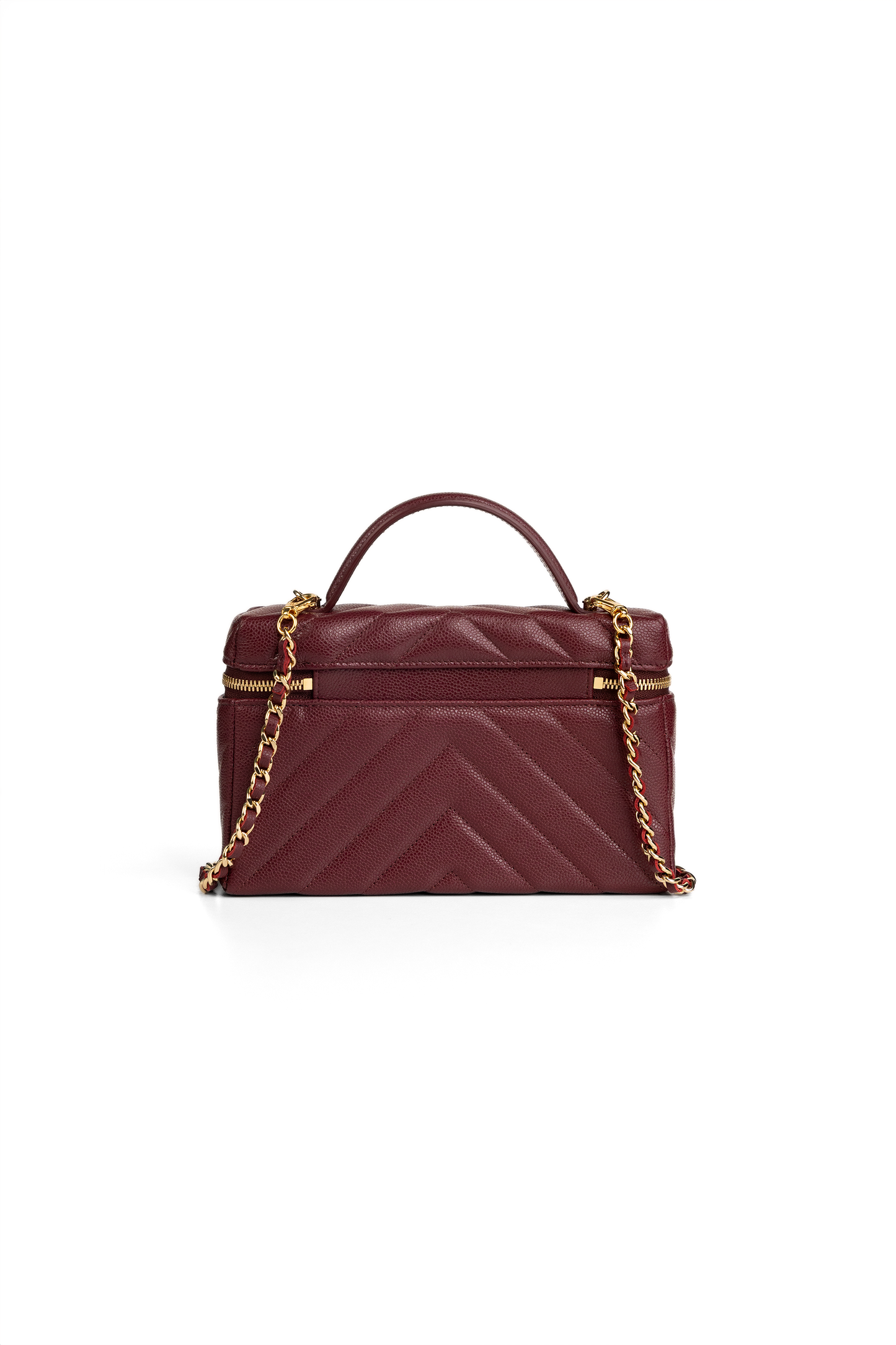 Chanel Vanity Case with Chain in Caviar Dark Burgundy