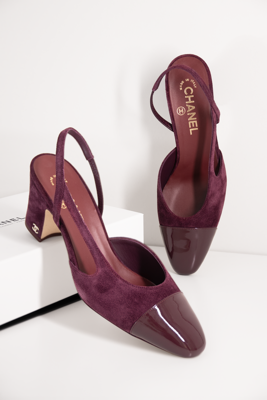 Chanel Suede Slingbacks Burgundy