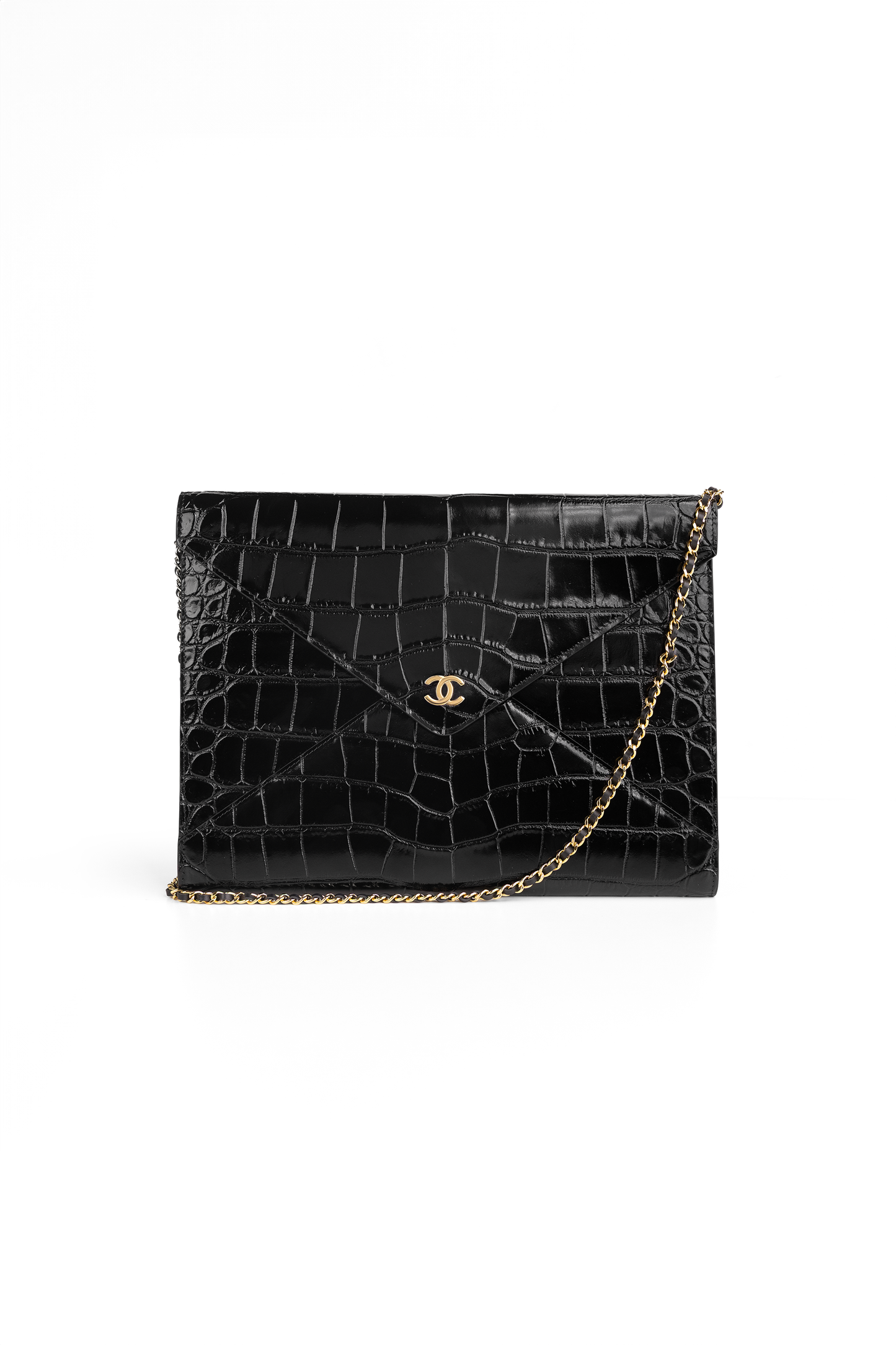 Chanel Clutch with Chain in Black Crocodile Embossed Calfskin