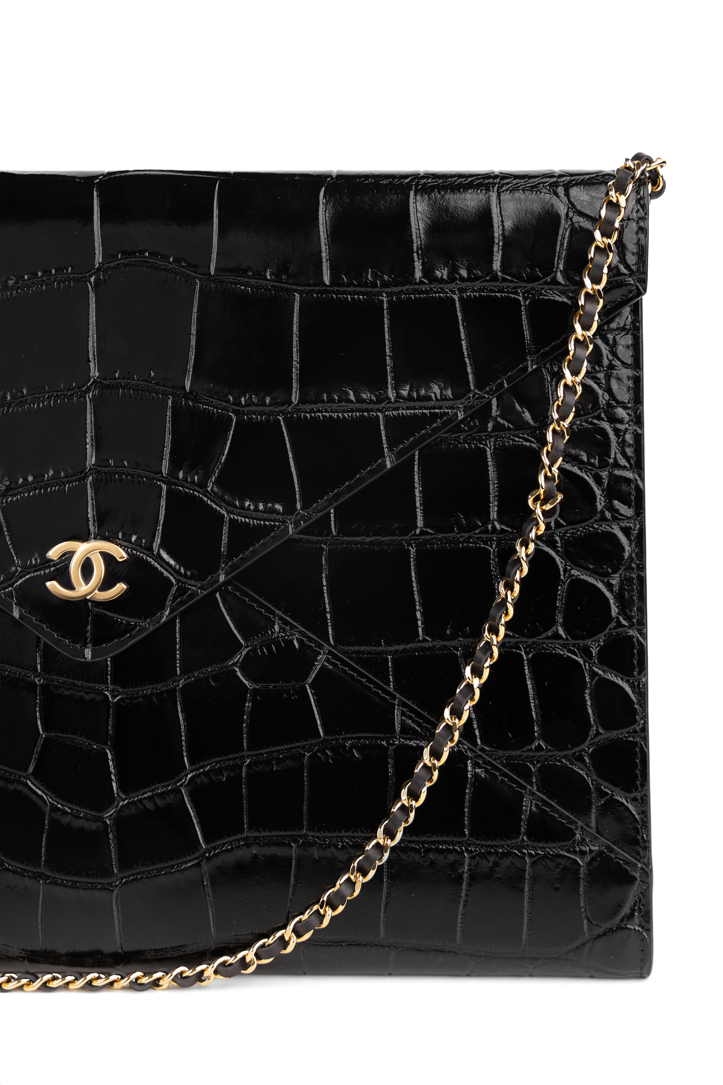 Chanel Clutch with Chain in Black Crocodile Embossed Calfskin