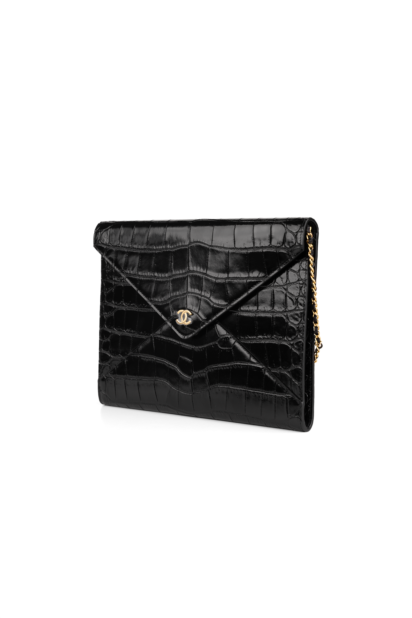 Chanel Clutch with Chain in Black Crocodile Embossed Calfskin