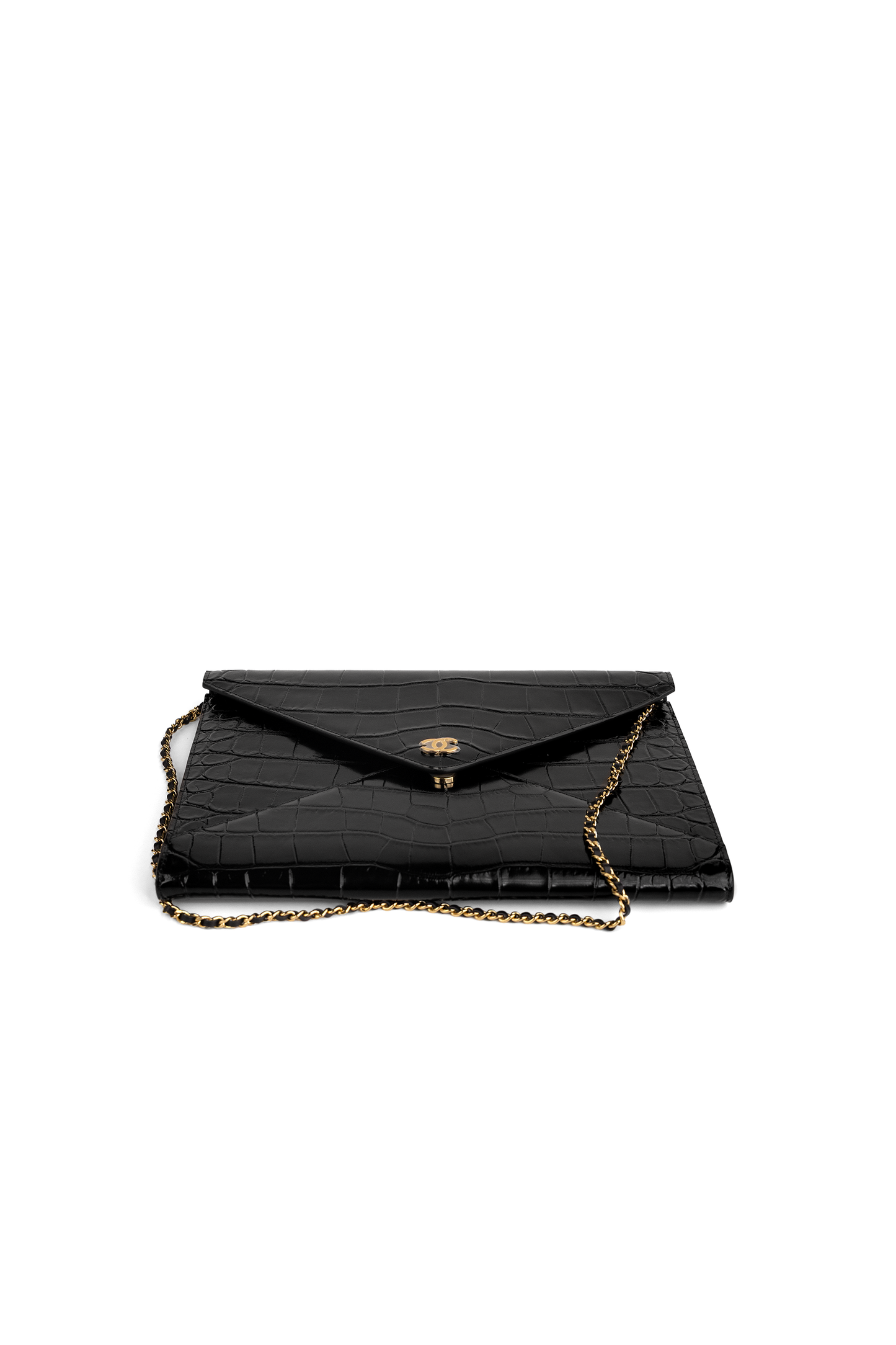 Chanel Clutch with Chain in Black Crocodile Embossed Calfskin