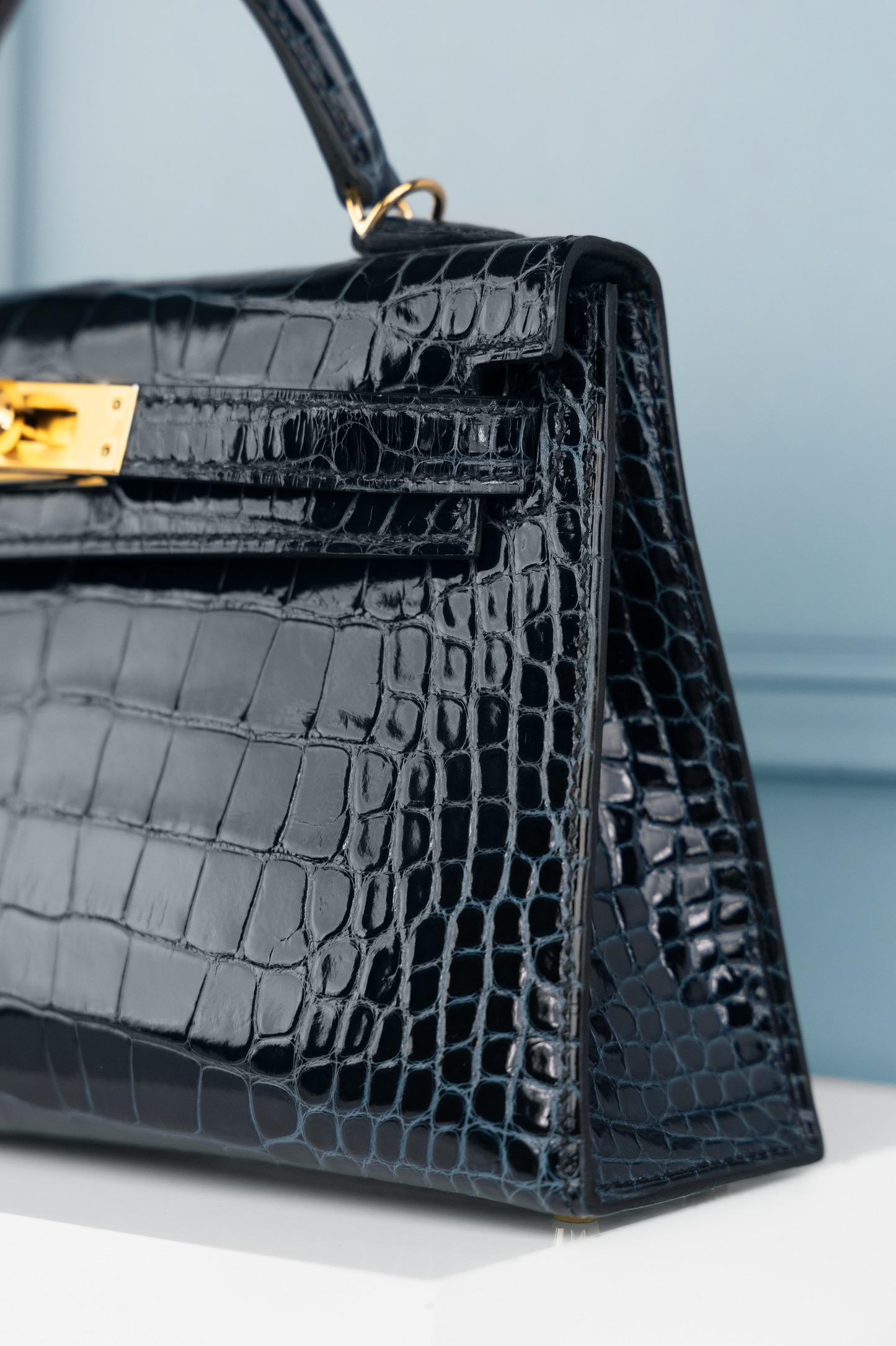 Hermès Mini Kelly Alligator in Vert Rousseau with Gold Hardware