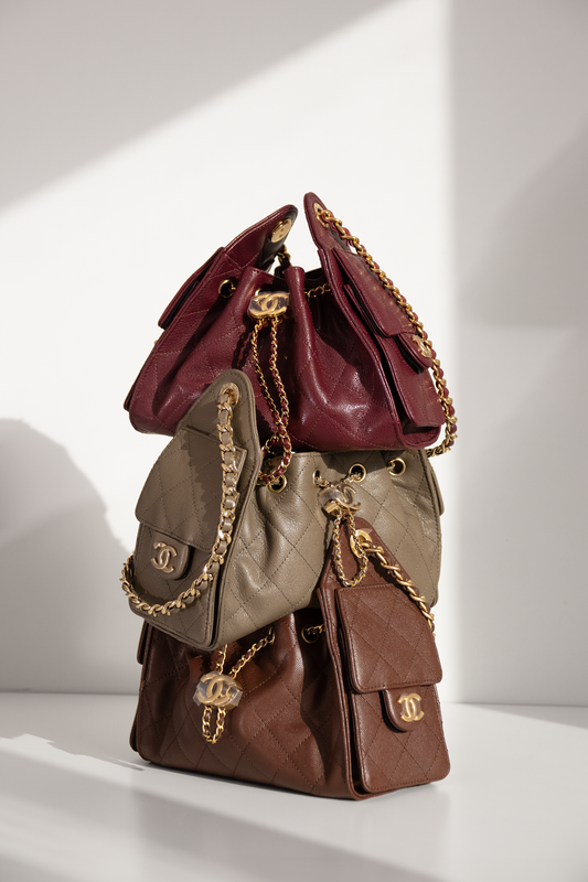 Chanel Hobo 25 Bags in Burgundy/Khaki/Brown