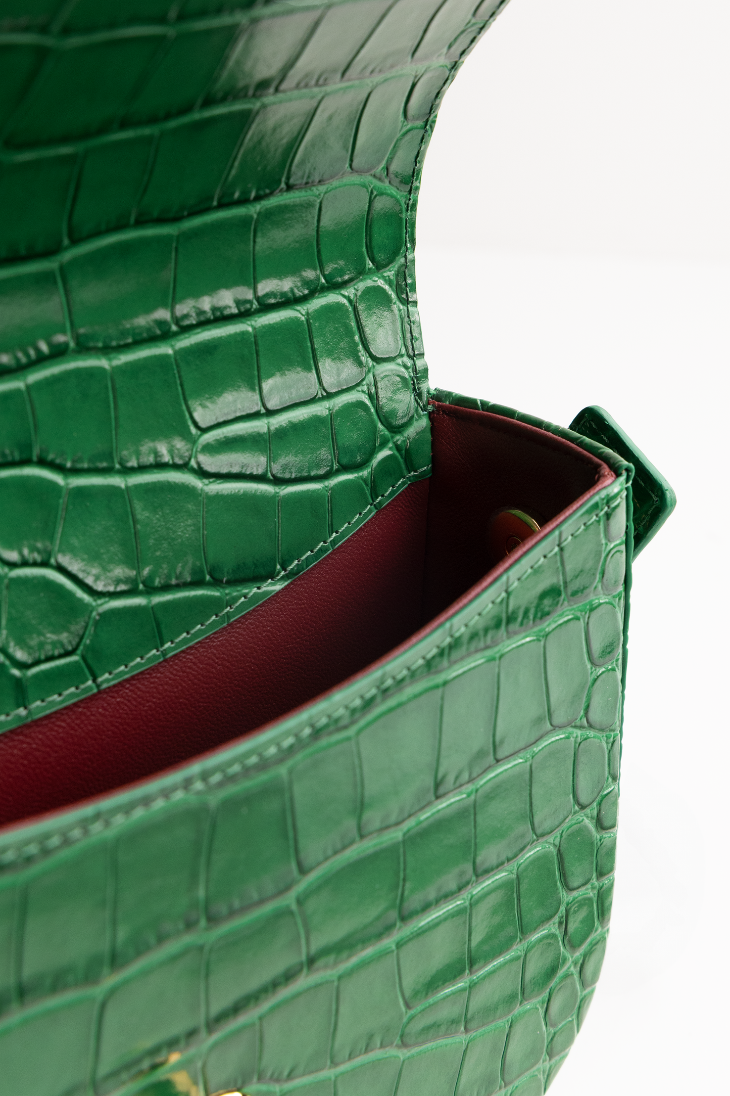 Chanel Mini Flap Bag with Top Handle in Green Crocodile Embossed Calfskin