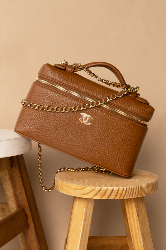 Chanel Vanity Case with Chain in Brown