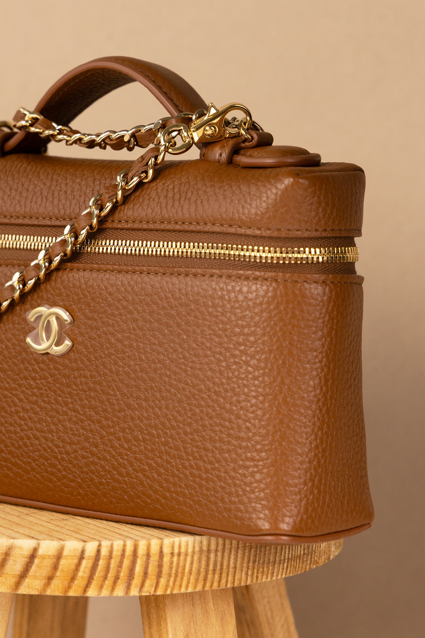 Chanel Vanity Case with Chain in Brown