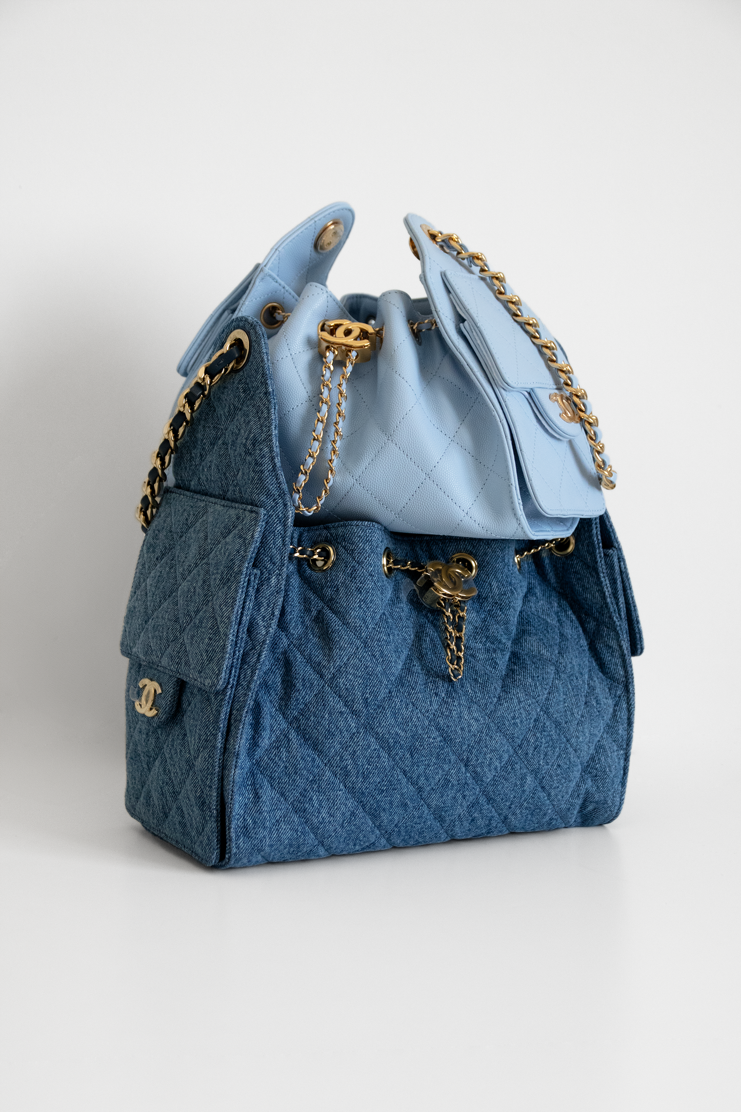 Chanel Small Denim & Mini Light Blue Hobo 25 Bags