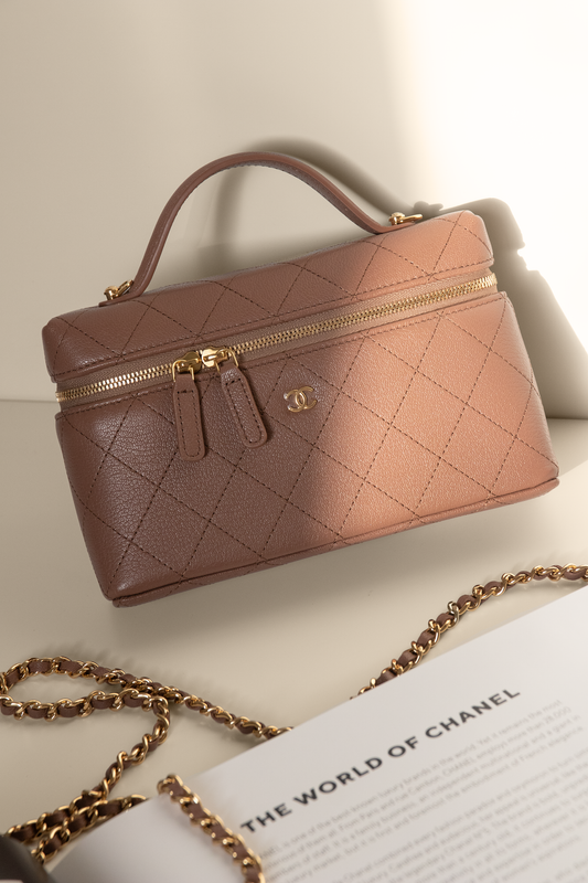 Chanel Vanity Case with Chain in Mocha
