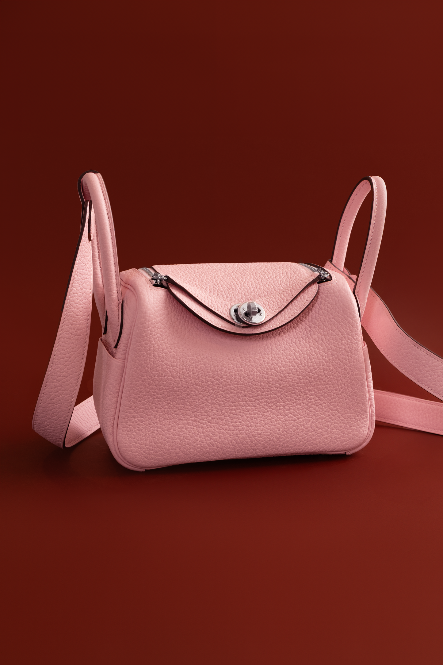 Hermès Mini Lindy Clemence in Rose Sakura PHW