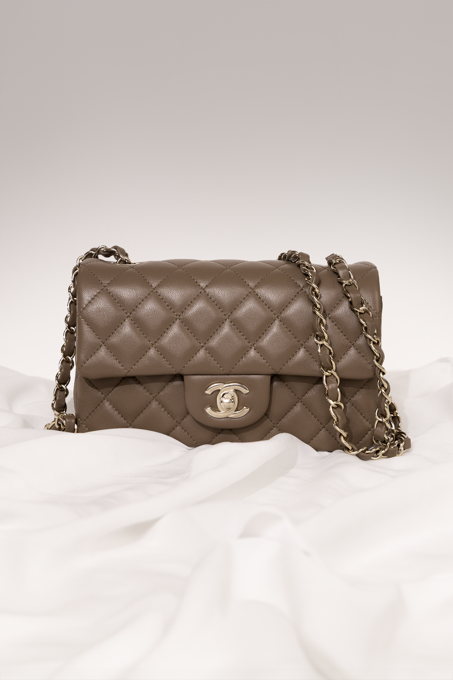 Chanel Mini Lambskin Flap Bag in Khaki