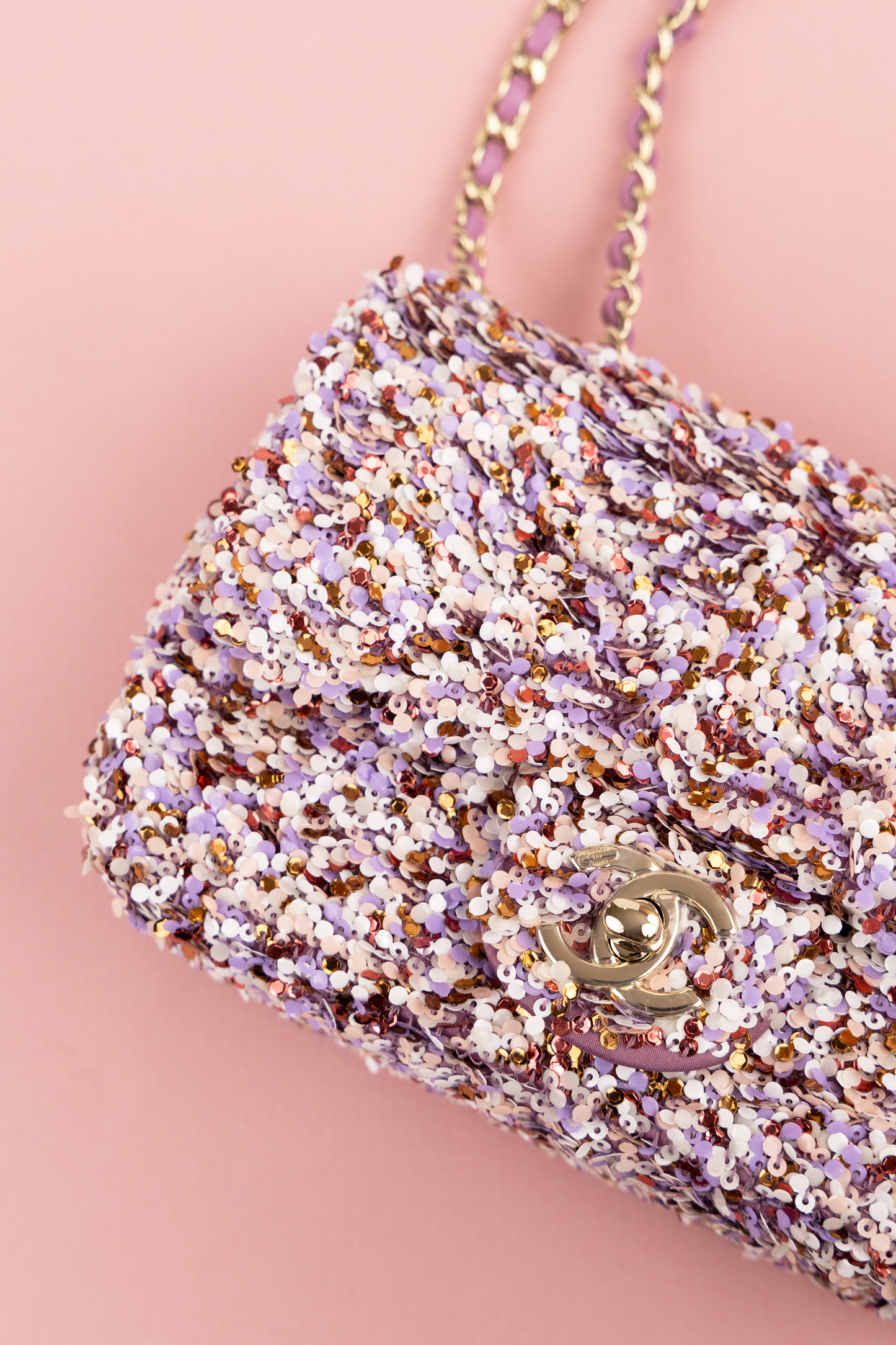 Chanel Mini Sequin Flap Bag in Pink Multicolor