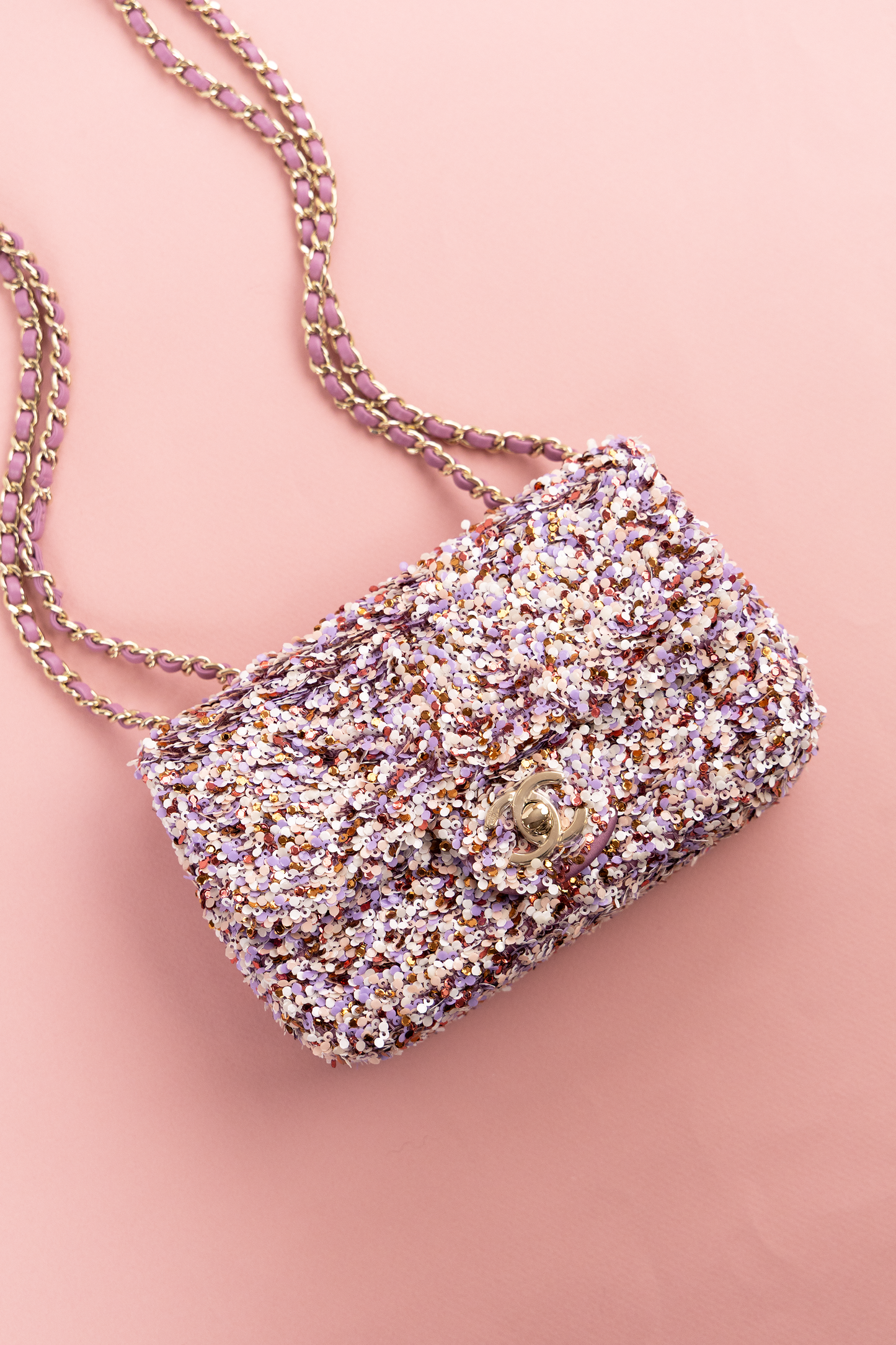 Chanel Mini Sequin Flap Bag in Pink Multicolor