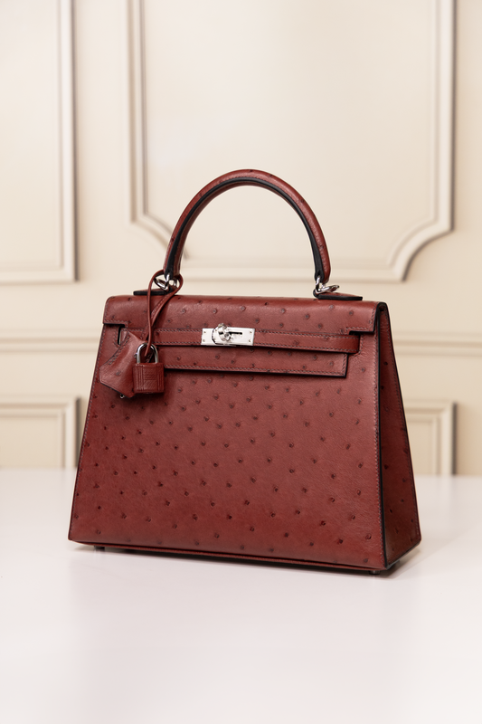 Hermès Kelly 25 Ostrich in Rouge H PHW