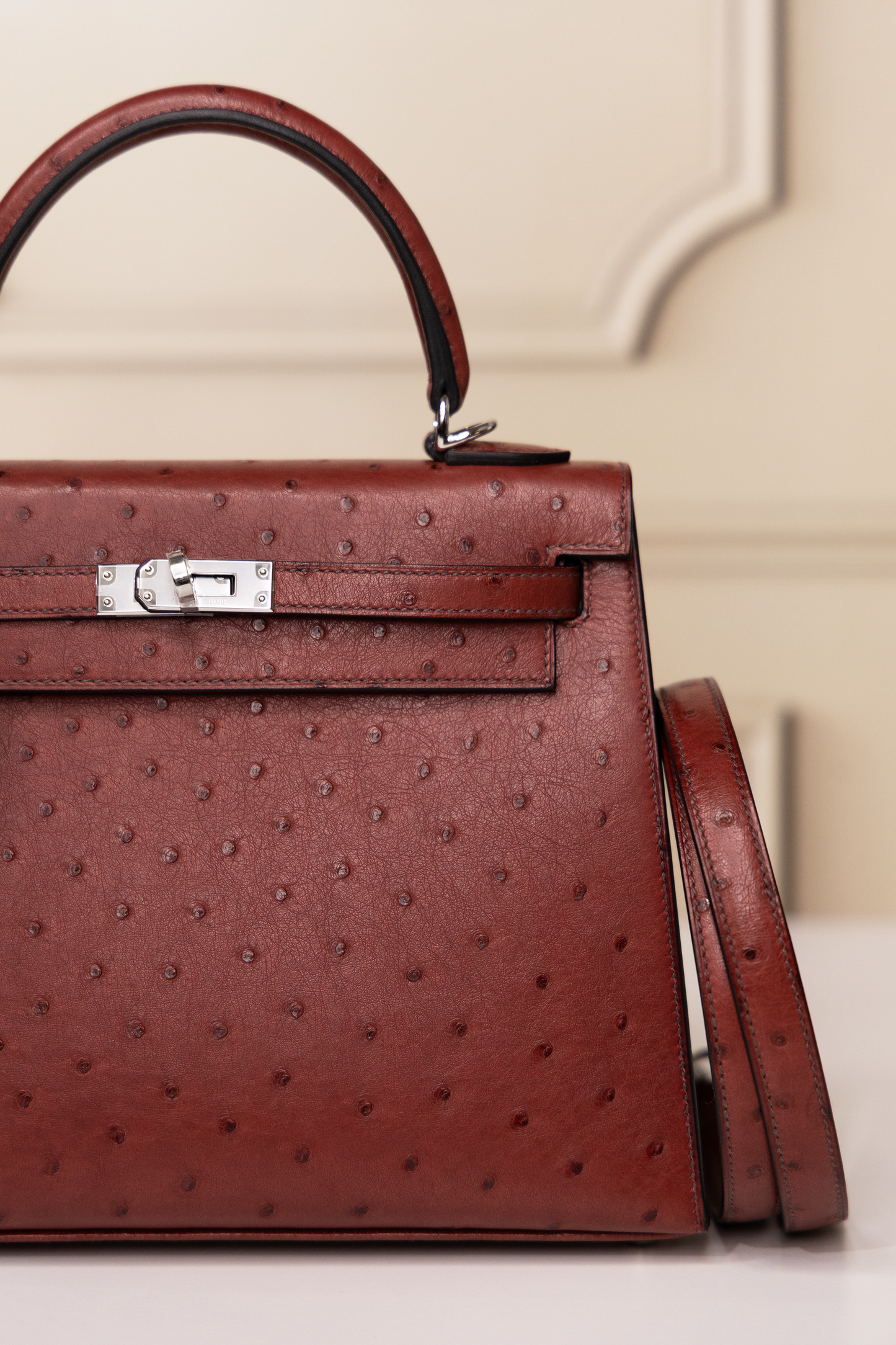 Hermès Kelly 25 Ostrich in Rouge H PHW