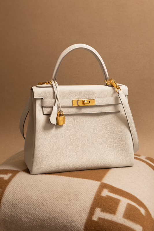 Hermès Kelly 28 Togo in Craie GHW