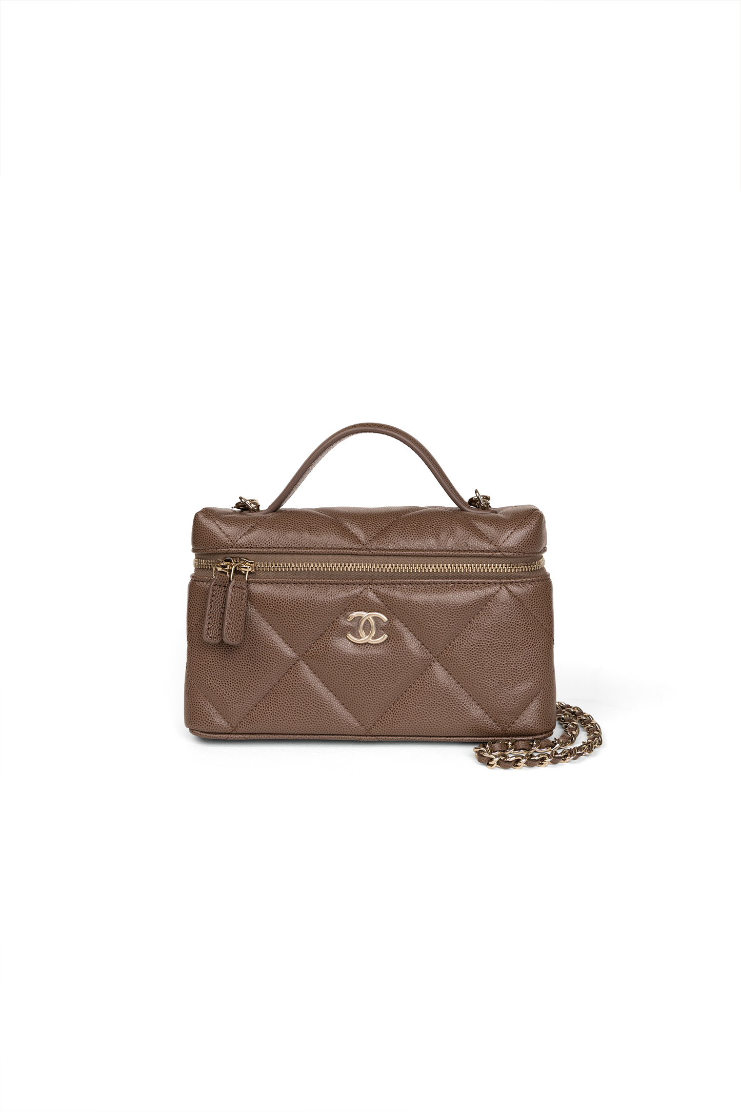 Chanel Vanity Case with Chain in Brown