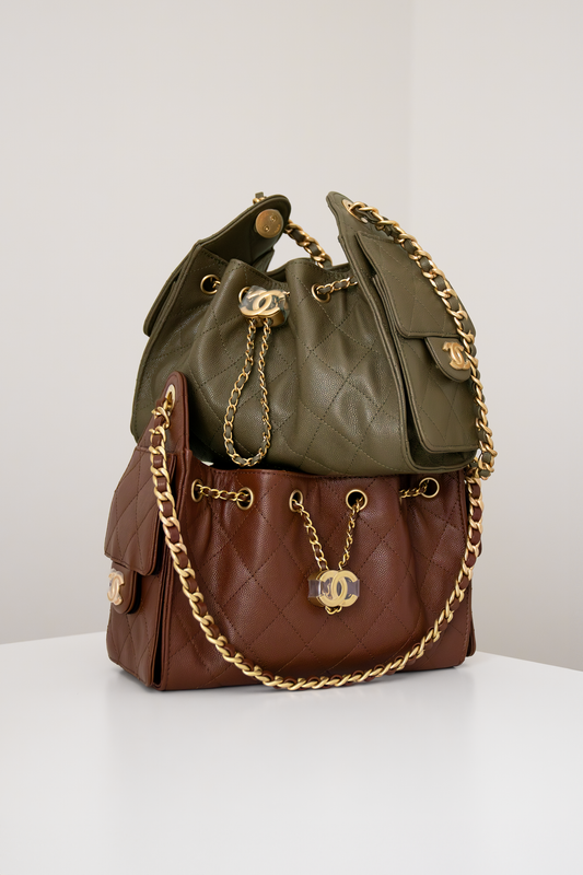 Chanel Mini Hobo 25 Bags in Dark Green & Brown