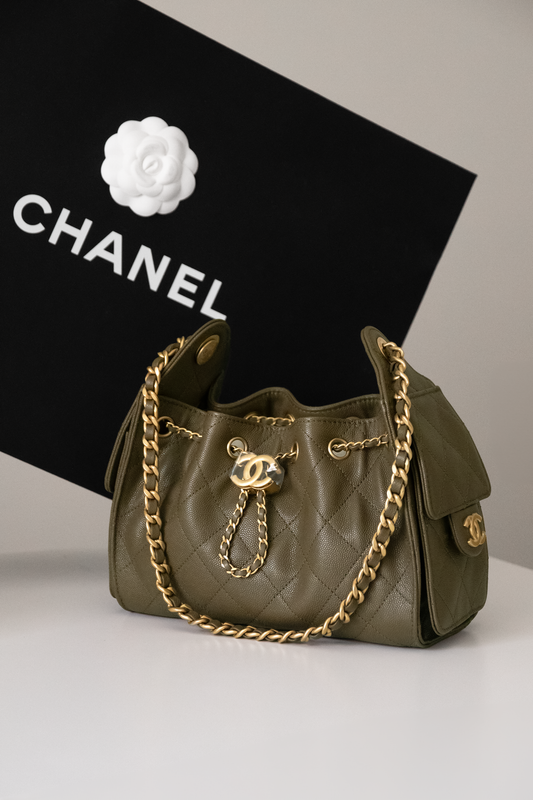 Chanel Mini Hobo 25 Bag in Dark Green