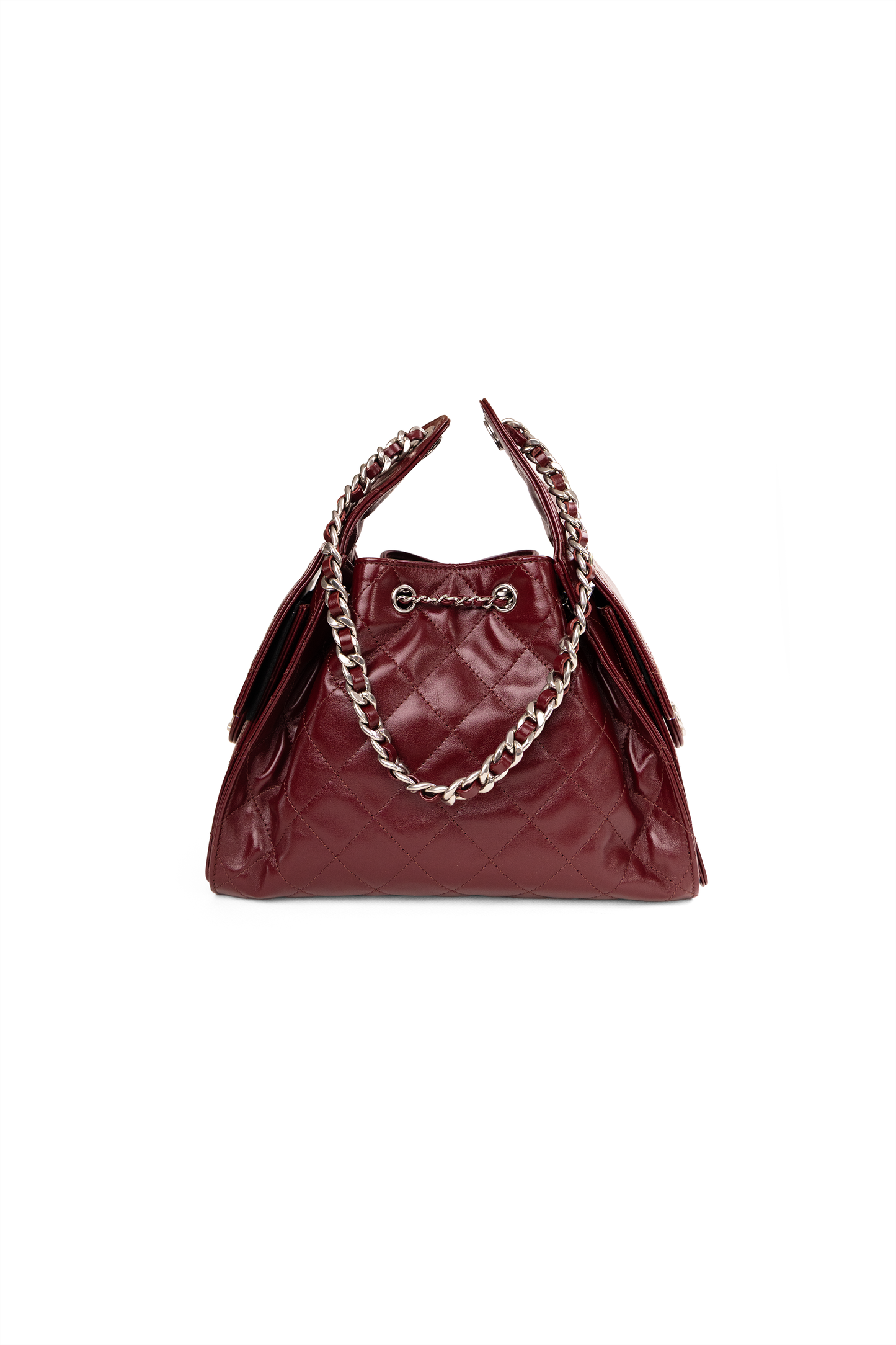 Chanel Small Hobo 25 Bag Shiny Lambskin in Burgundy