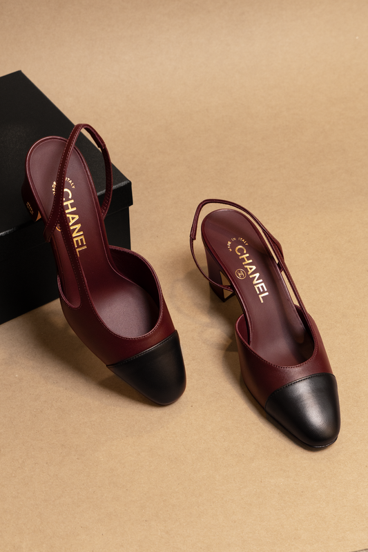 Chanel Slingbacks in Burgundy/Black
