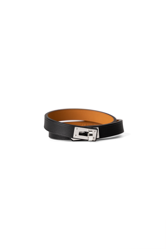 Hermès Double Tour Black Bracelet PHW
