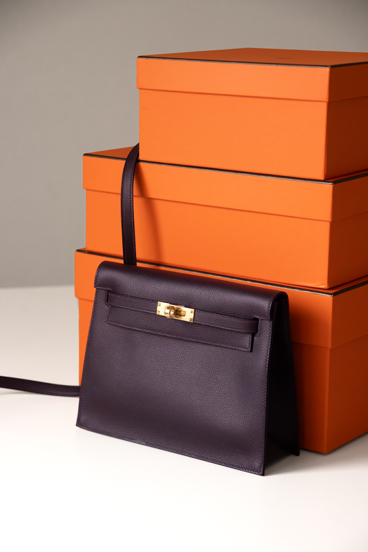 Hermès Kelly Danse Evercolor in Prunoir/Anemone GHW