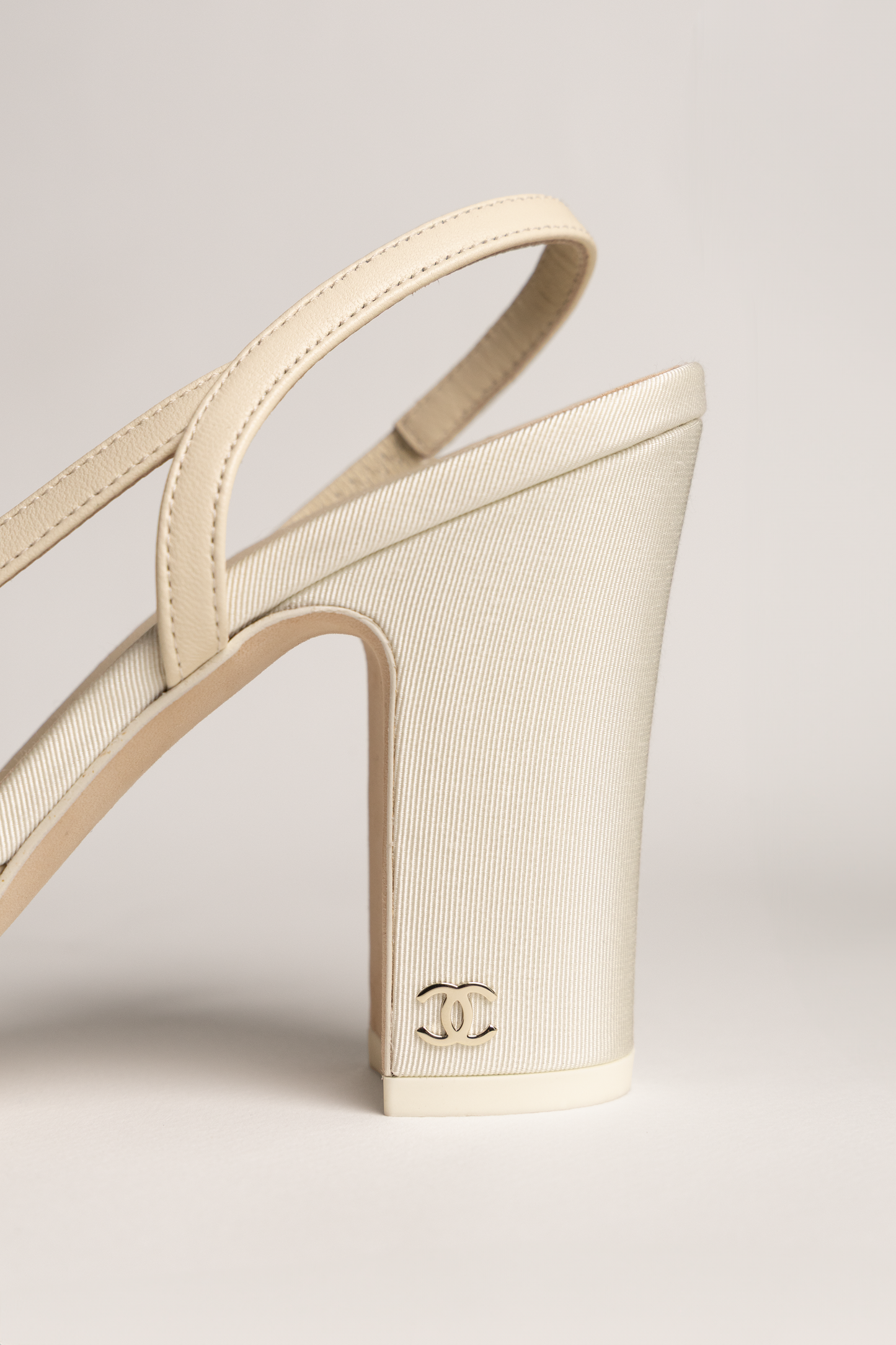 Chanel White Mesh Slingbacks