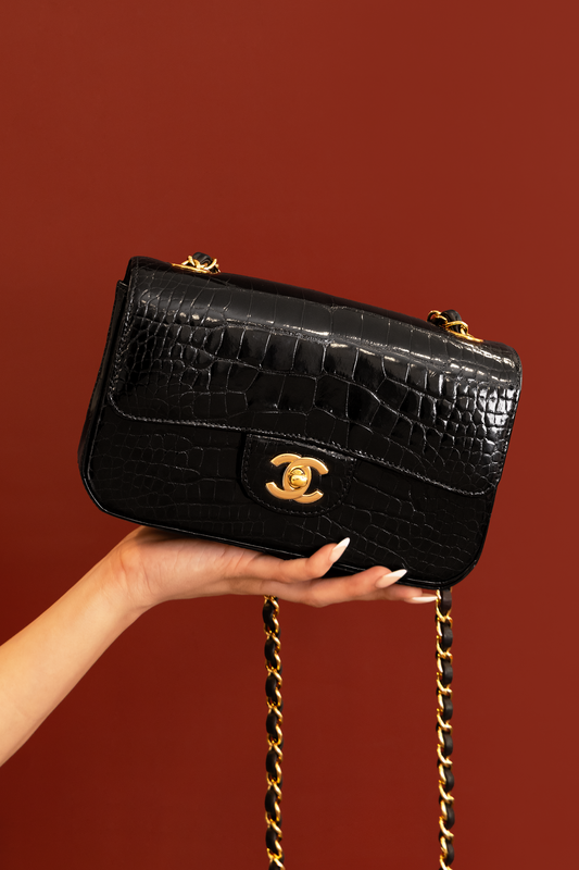 Chanel Black Mini Alligator Flap Bag