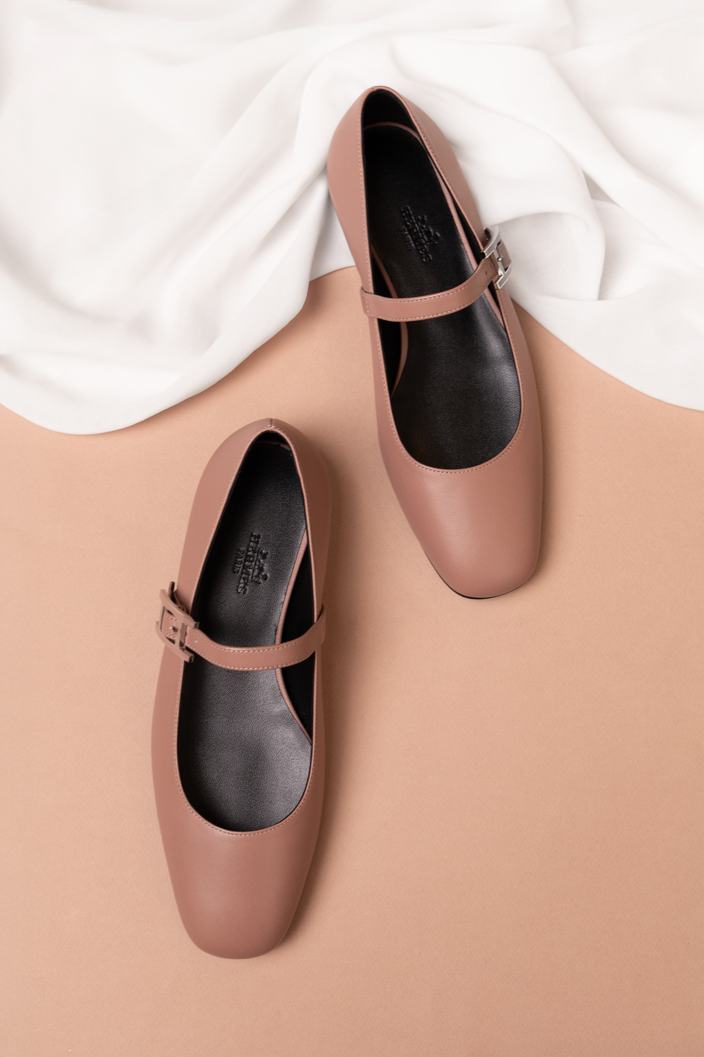 Hermès Jane Ballet Flats in Rose Antique