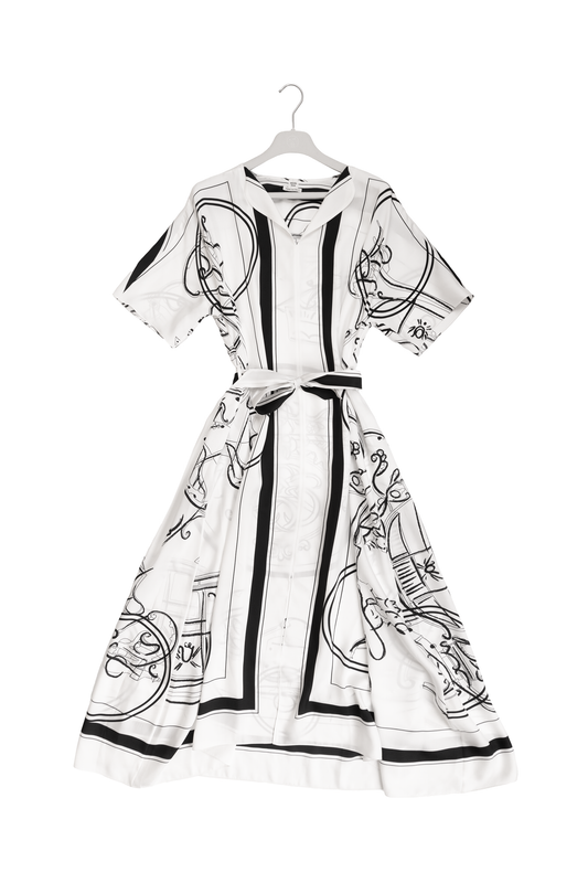 Hermès "Ex-Libris a Main Levee" Silk Caftan