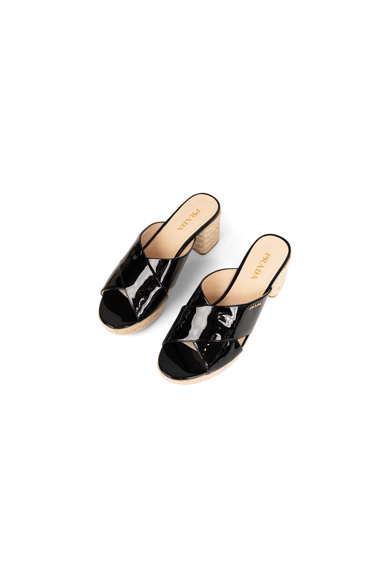 Prada Black Espadrille Wedges