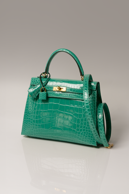 Hermès Kelly 25 Shiny Crocodile Vert Jade GHW