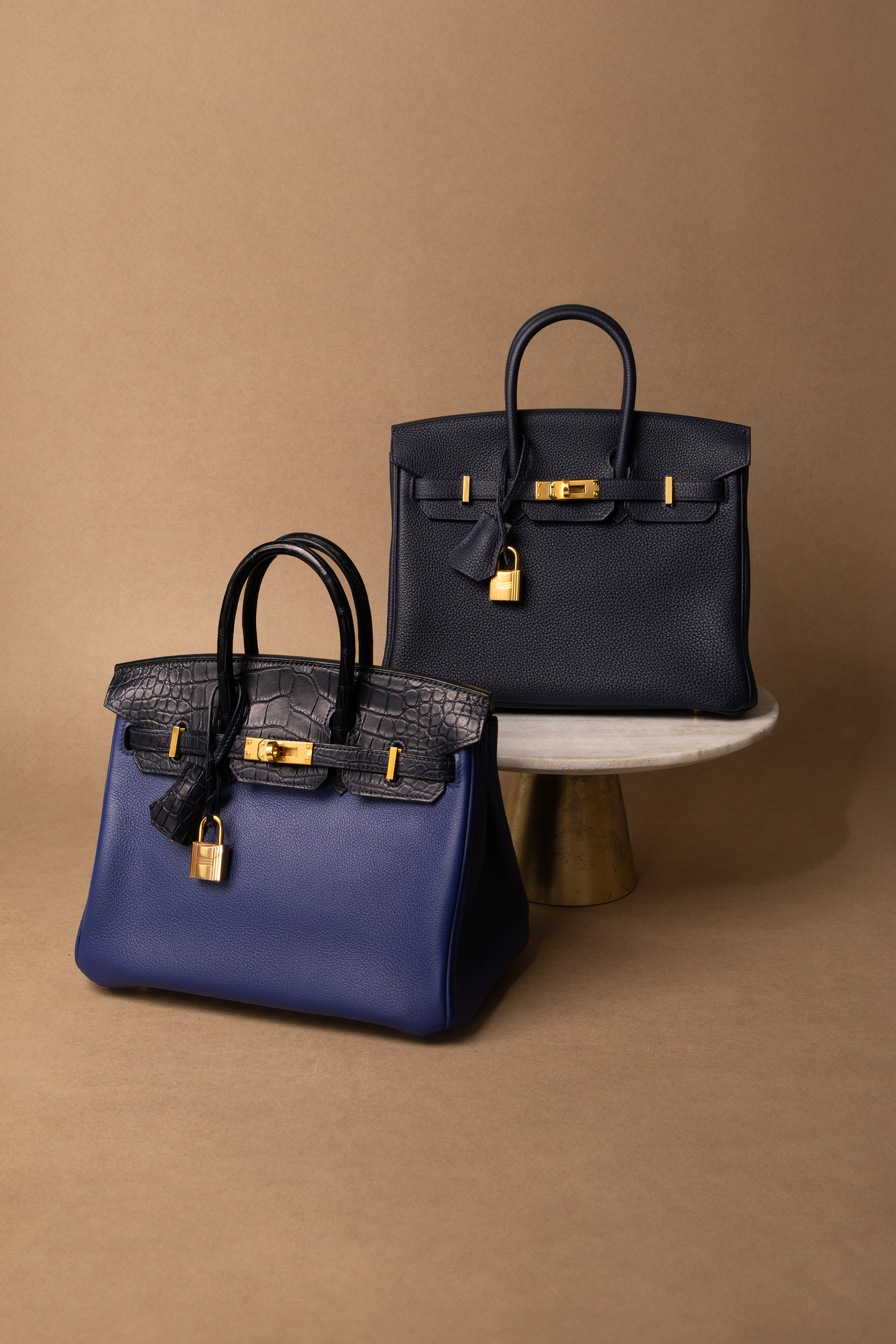 Hermès Birkin 25 Touch Matte Alligator in Blue Indigo/Blue Sapphire GHW & Birkin 25 Togo Blue Nuit GHW