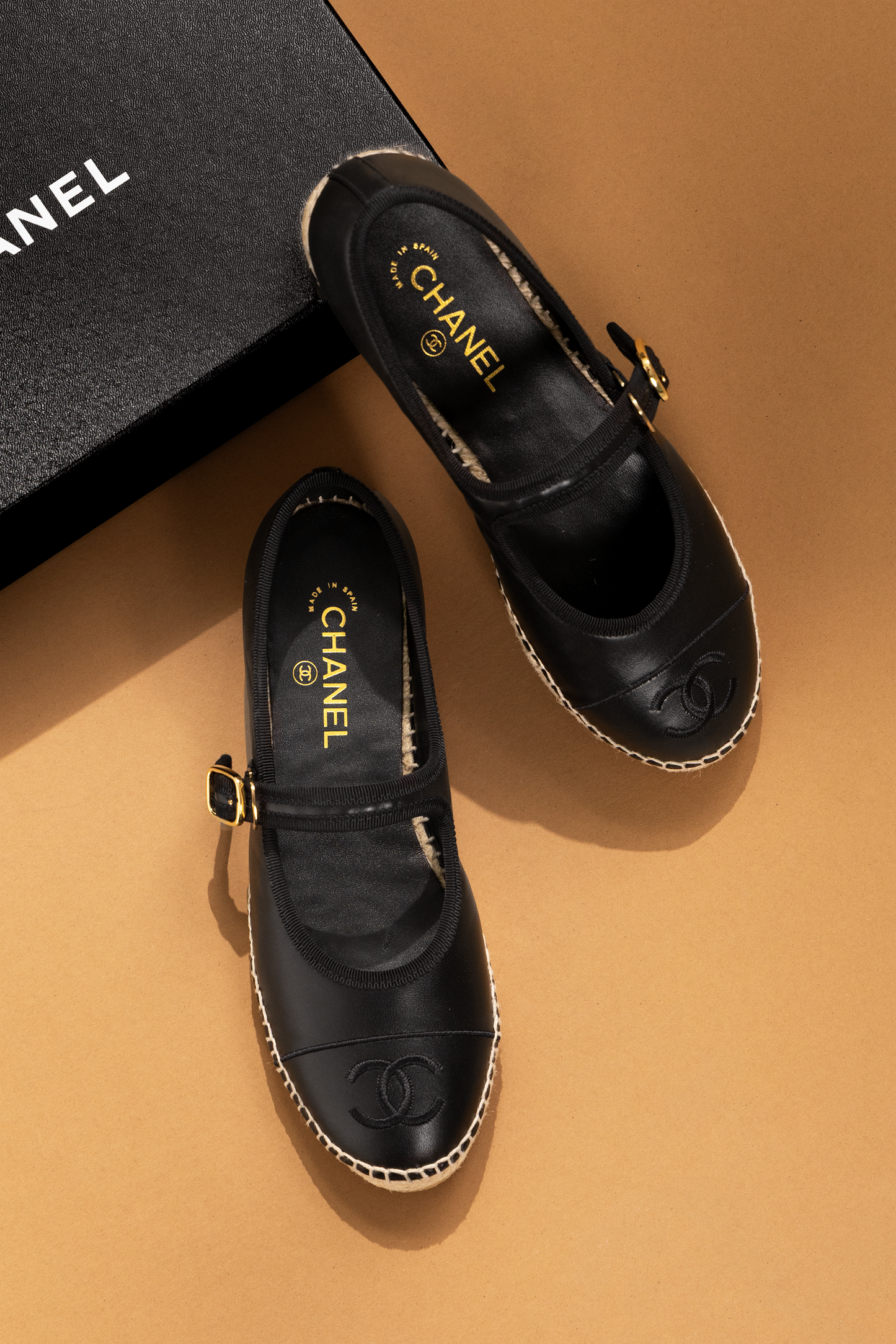 Chanel Black Espadrille Mary Janes