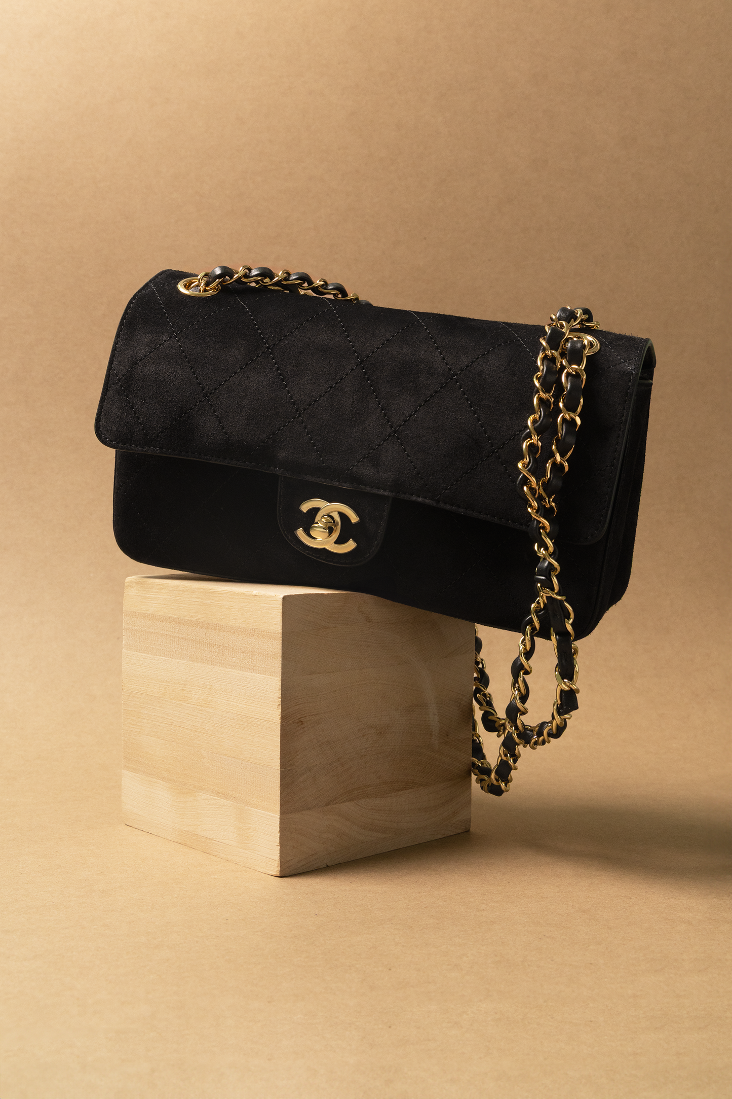 Chanel Medium Black Suede Flap Bag