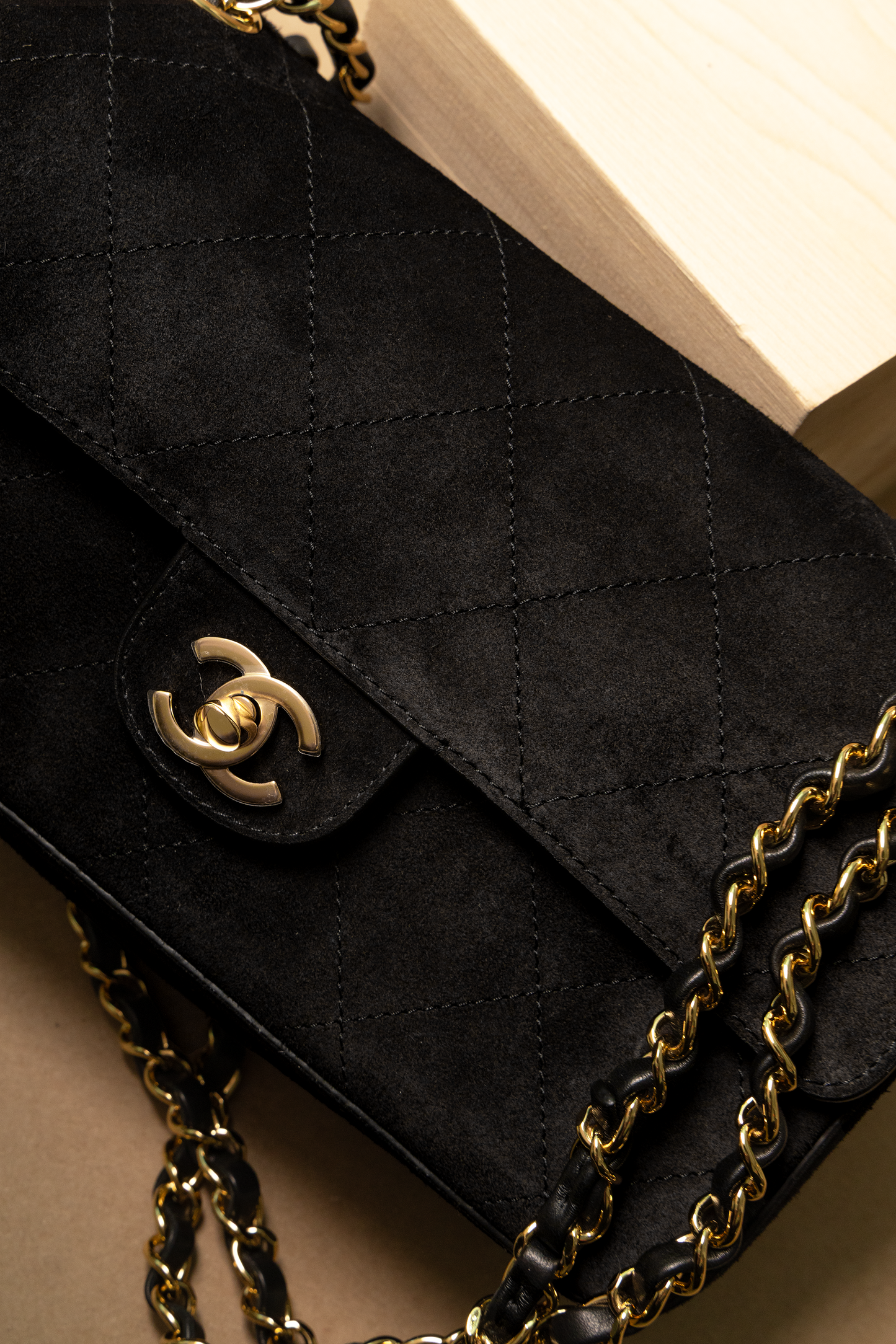 Chanel Medium Black Suede Flap Bag