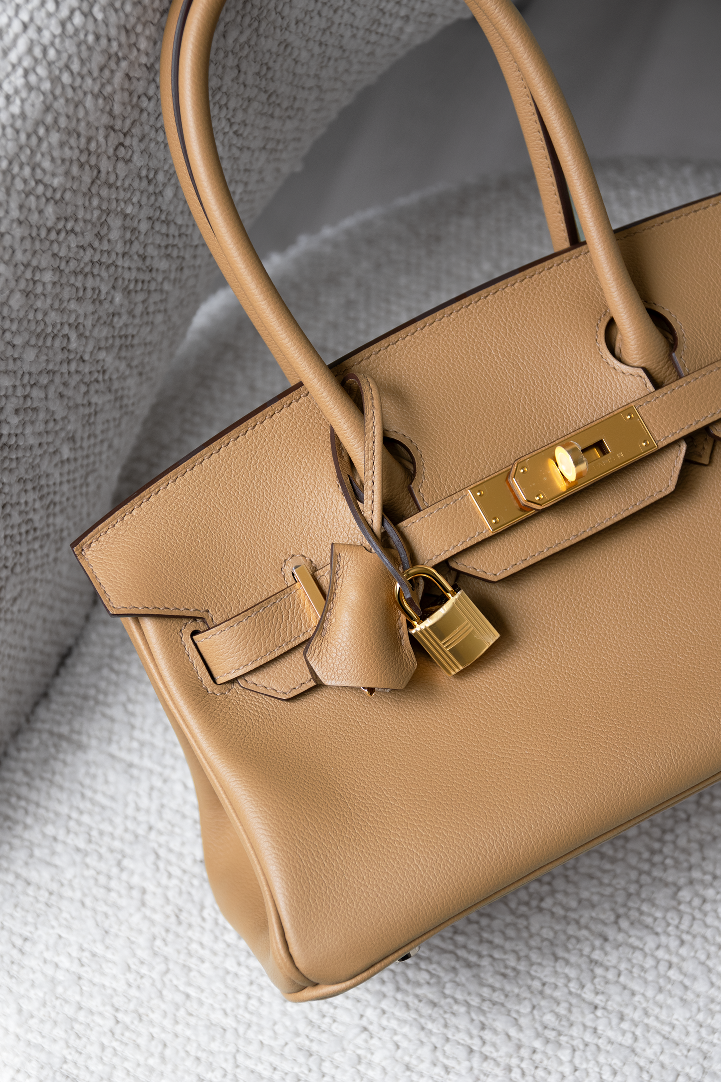 Hermès Birkin Shoulder 29 Evercolor in Biscuit GHW
