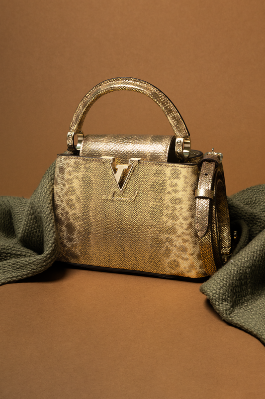 Louis Vuitton Mini Capucine in Gold Metallic Python Skin