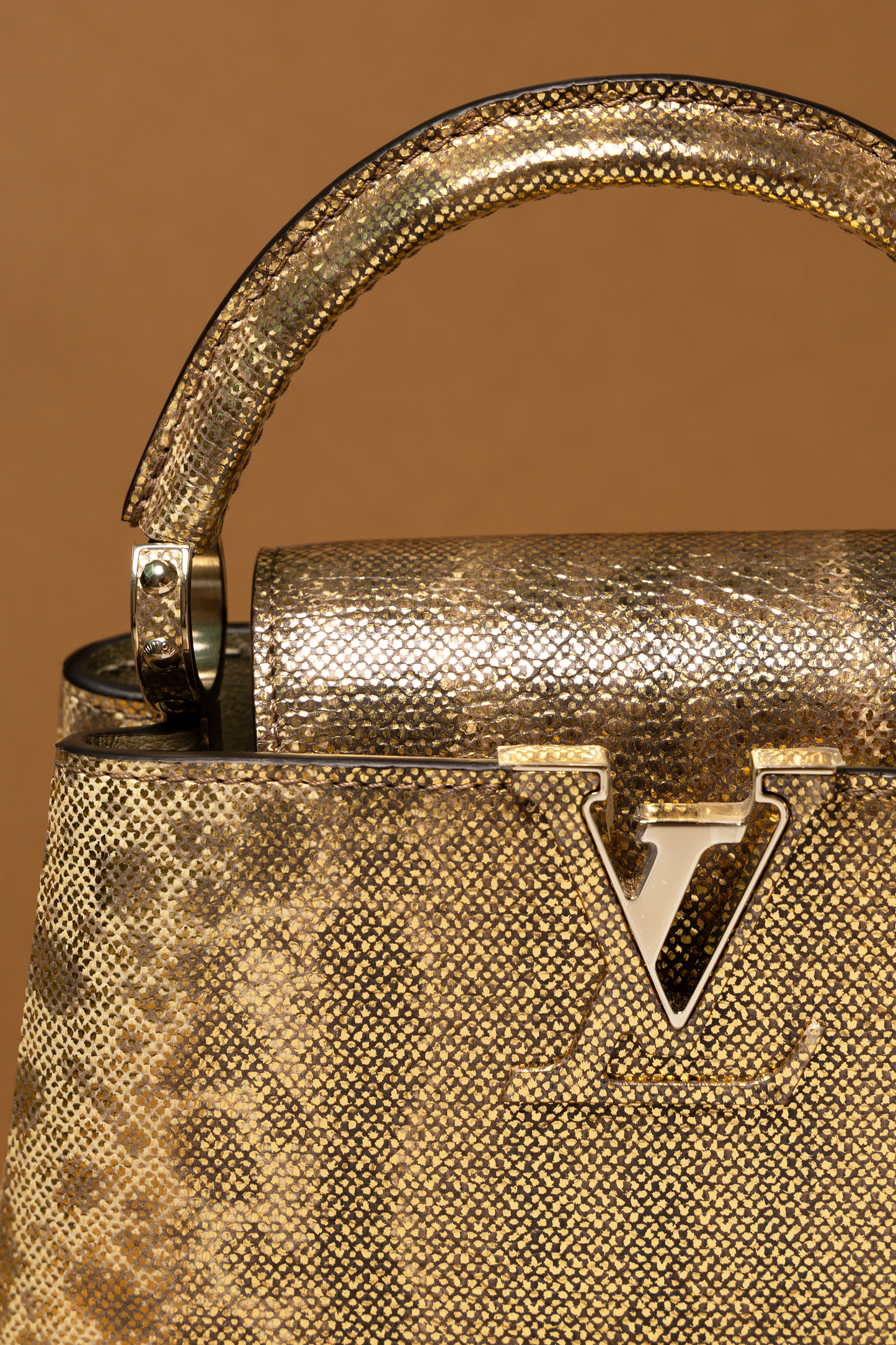 Louis Vuitton Mini Capucine in Gold Metallic Python Skin