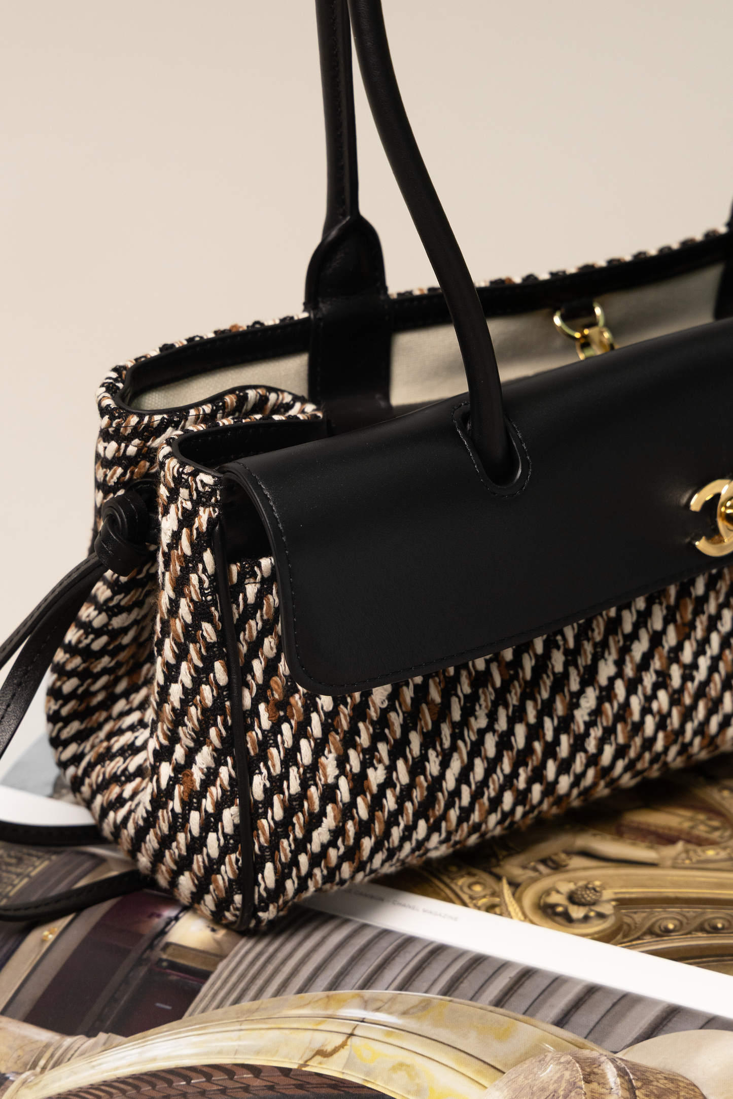 Chanel Small Shopping Bag in Black Multicolor Tweed