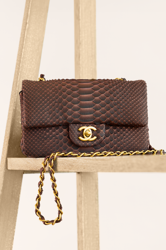 Chanel Mini Python Flap Bag in Burgundy