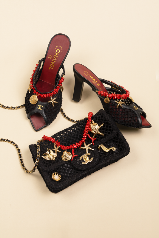 Chanel Coco Beach Black Flap Bag & Mules