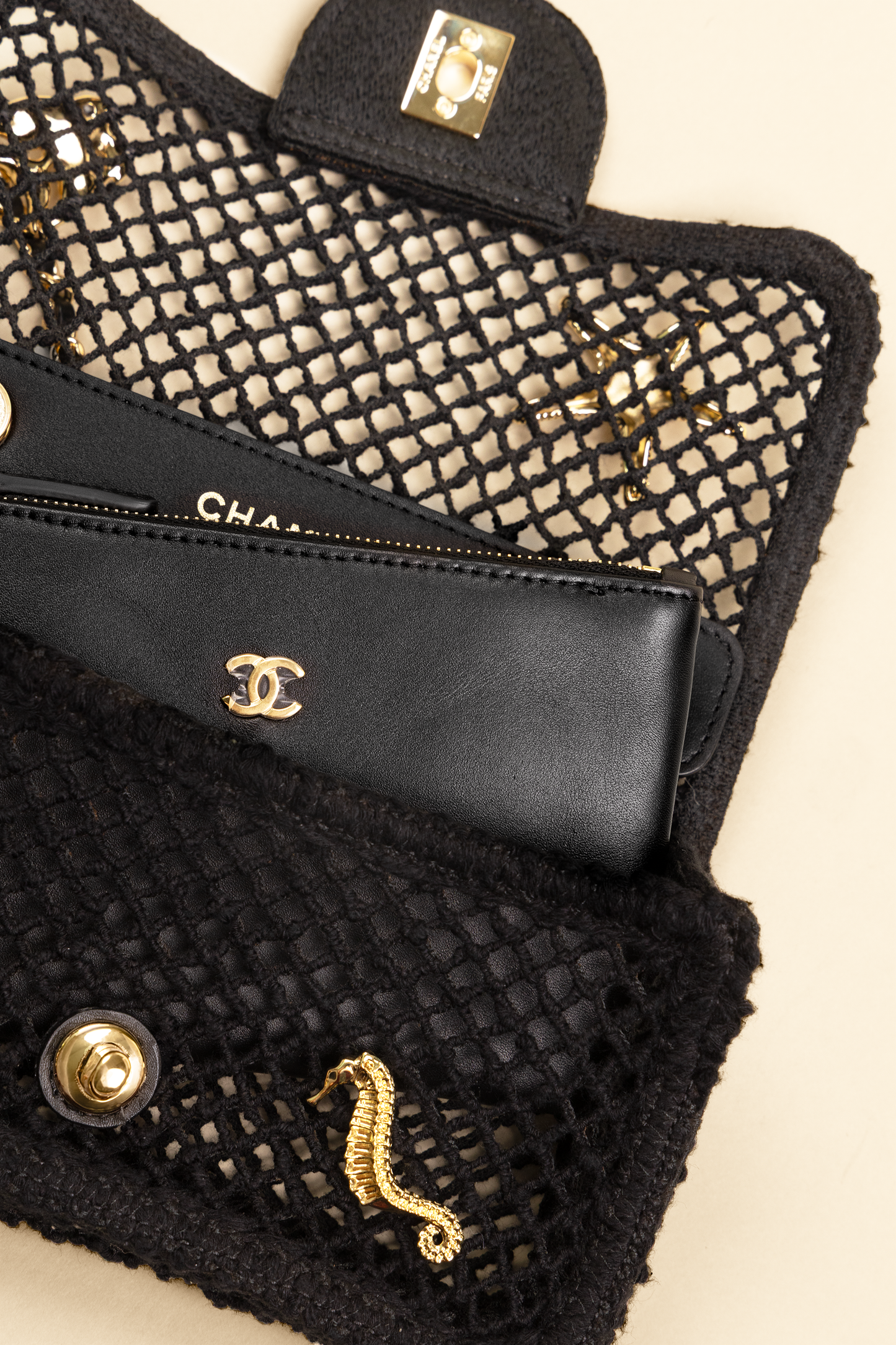 Chanel Coco Beach Black Flap Bag & Mules