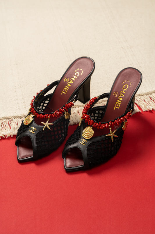 Chanel Coco Beach Black Mules