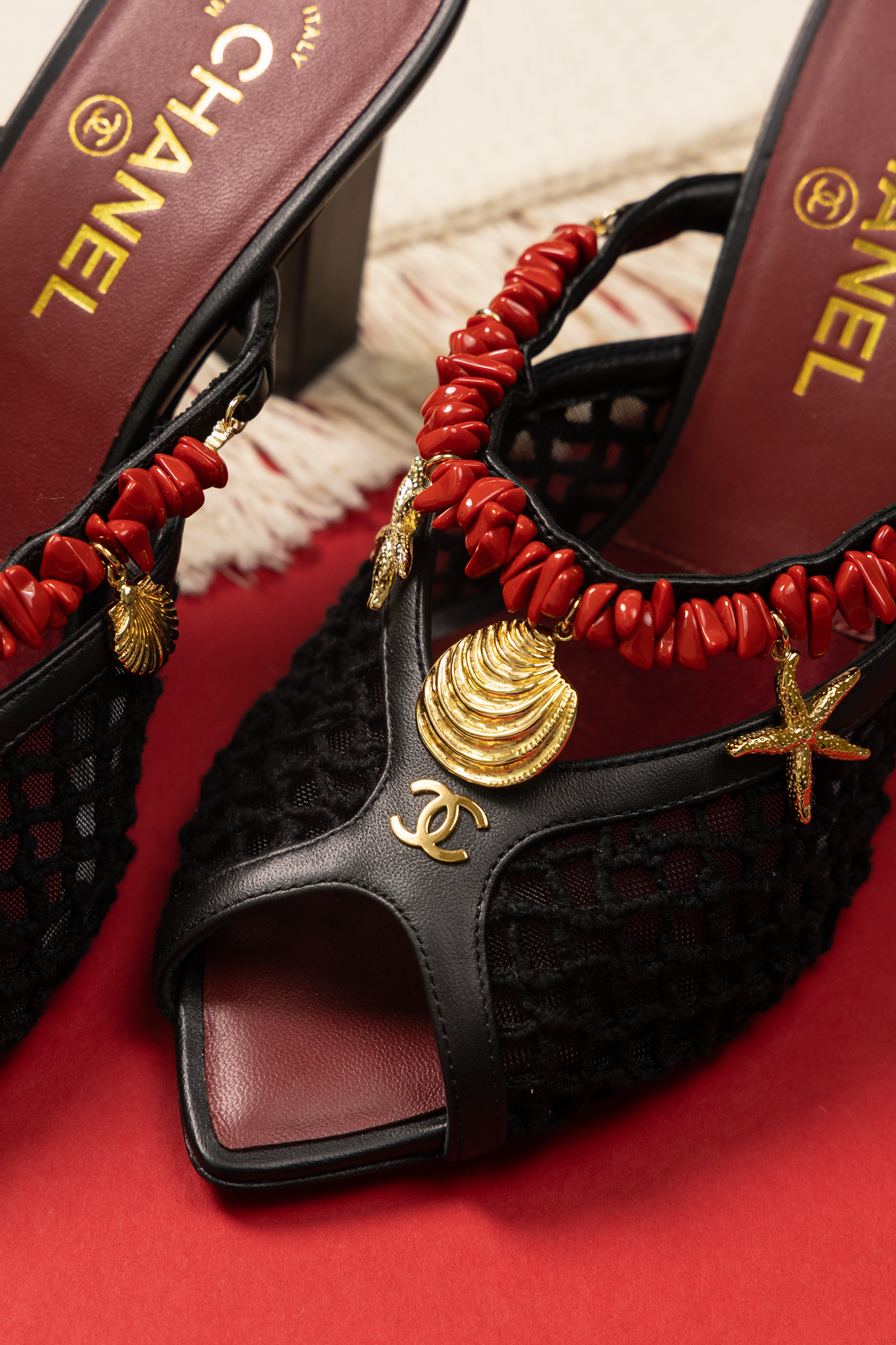 Chanel Coco Beach Black Mules