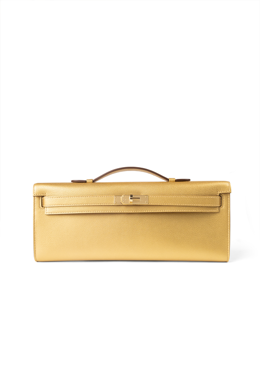 Hermès Kelly Cut Clutch in Chamkilight Dore GHW