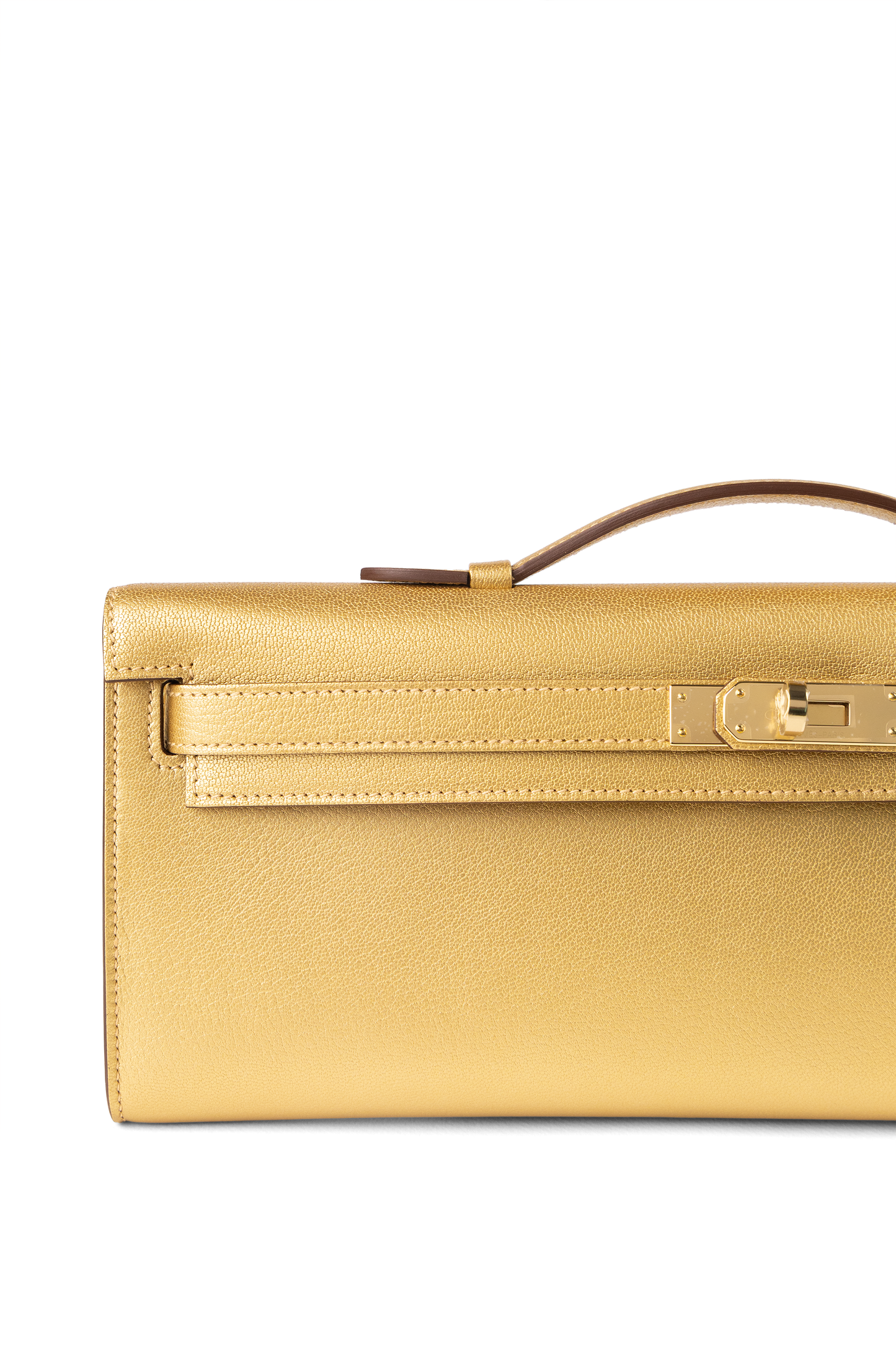 Hermès Kelly Cut Clutch in Chamkilight Dore GHW