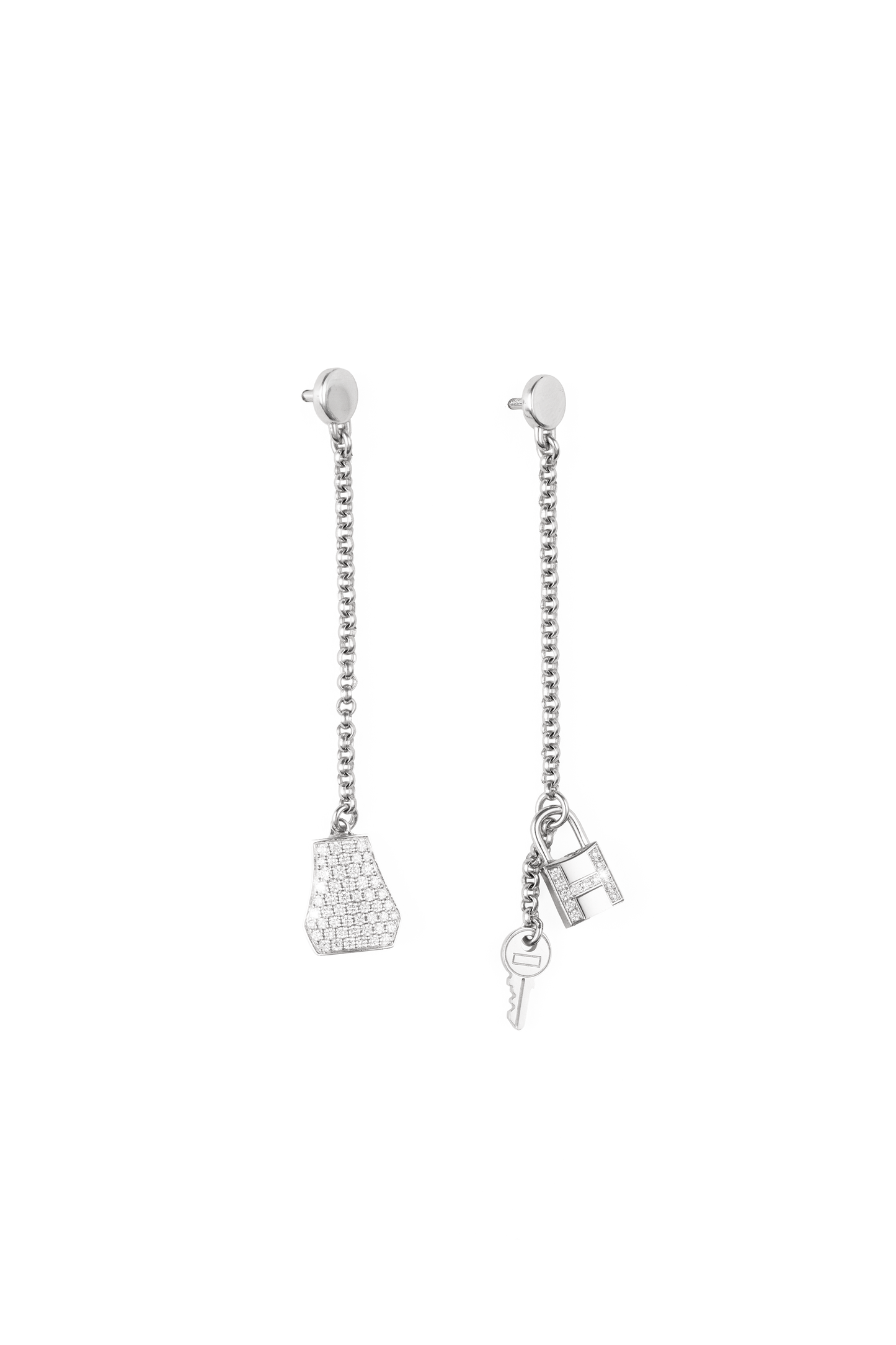 Hermès Kelly Clochette White Gold Diamond Earrings