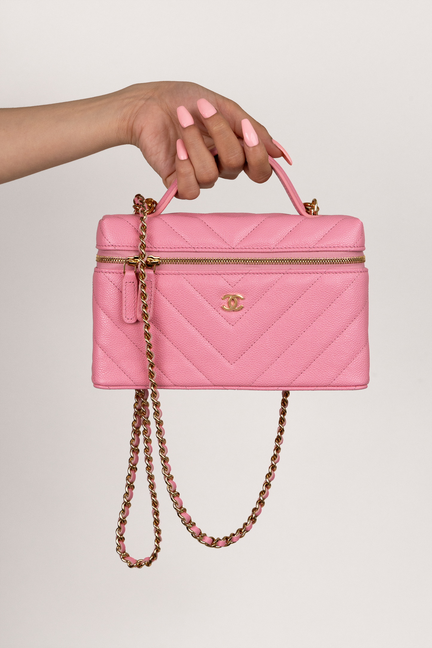 Chanel Vanity Case with Chain in Rose
